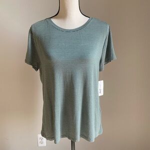 Maison Jules Striped Floral Tie T-Shirt Size L NWT